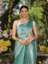 SET | Diamond Green Saree with Silver Lace + Blouse + Belt