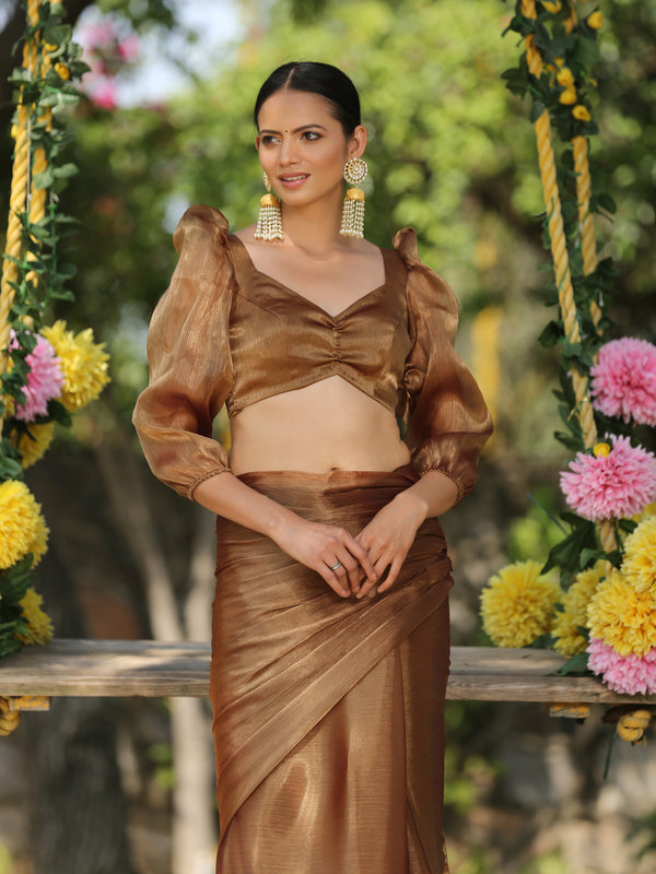 Blouse - Pure Gold with Puff Sleeves