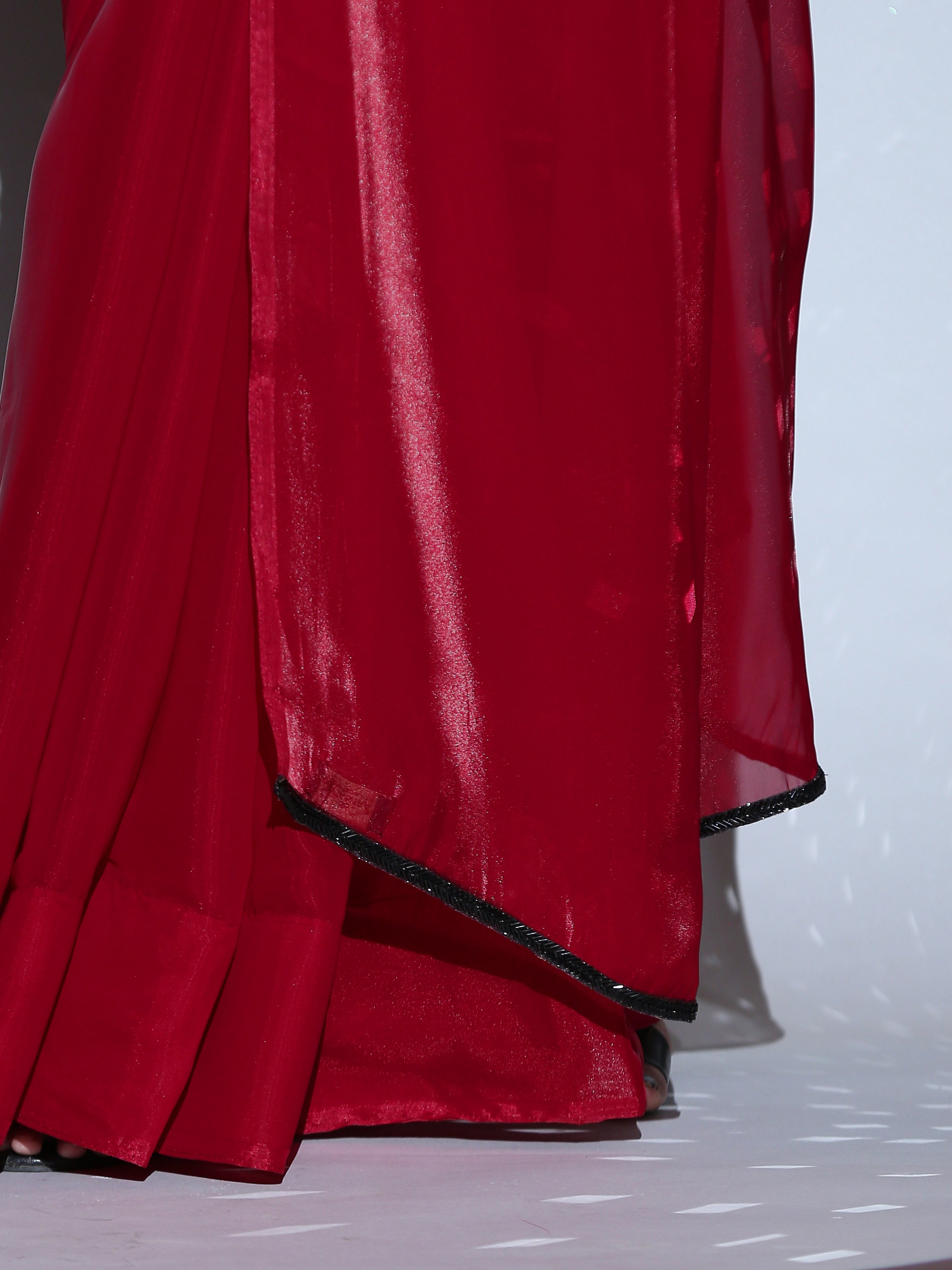 Red Desire Organza Saree with Lace