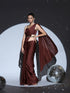 Exotic Chocolate Satin Saree with Pendants