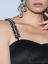 SET | Cosmic Blue Illusion Organza Saree + Black blouse with glass straps + Glass belt