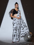 Tie Dye Black Grey Mirror Saree