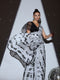 SET | Black White Tie Dye Saree + Black impressions blouse