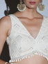SET | Chevron Pink Organza Saree with Cowrie Shell Fully Embroidered Sequin Blouse - 2 Piece