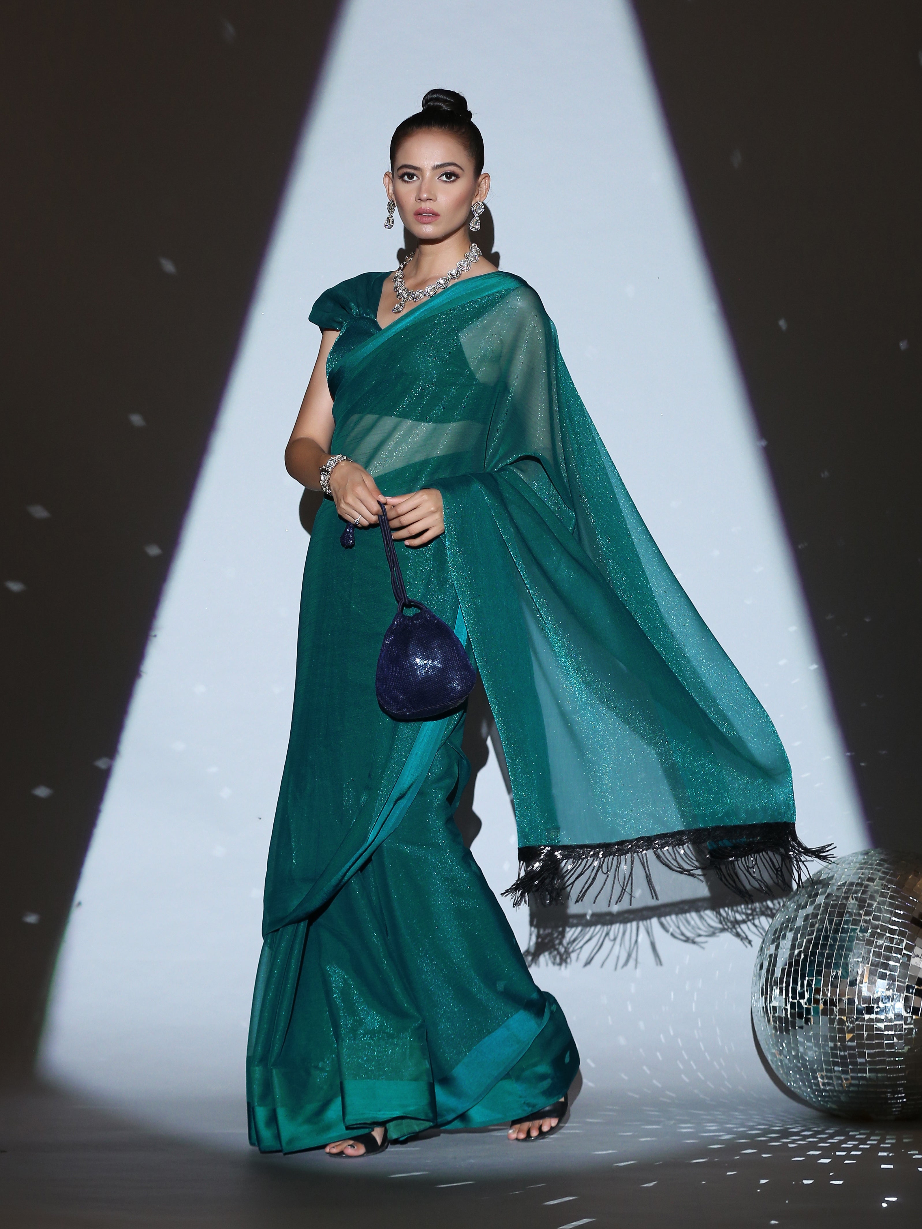 Blouse - Teal Shimmer With Wide Straps