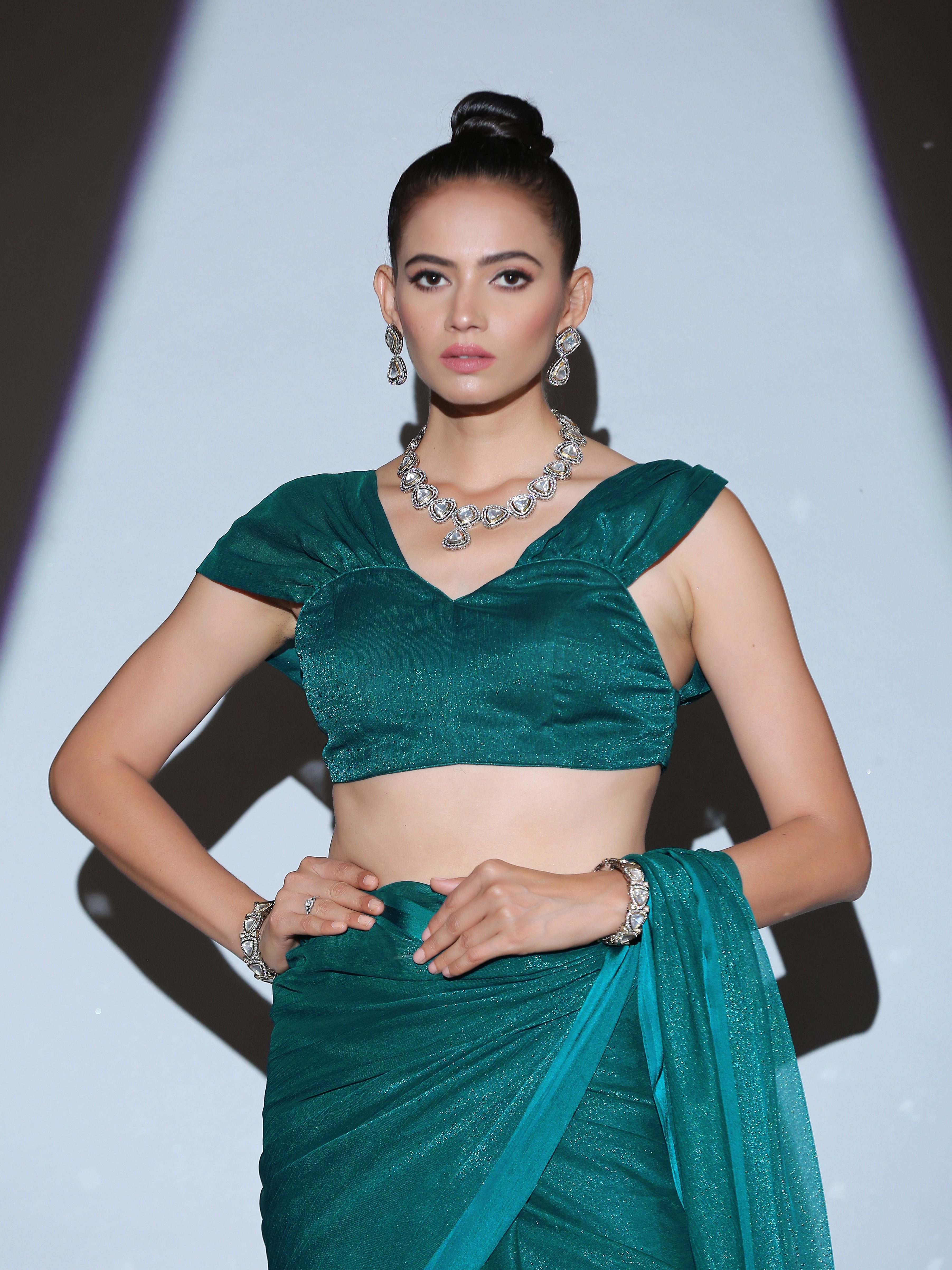 Blouse - Teal Shimmer With Wide Straps
