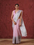 Ornate Pink Embroidered Organza Saree with Silver Border