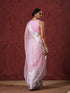 Ornate Pink Embroidered Organza Saree with Silver Border