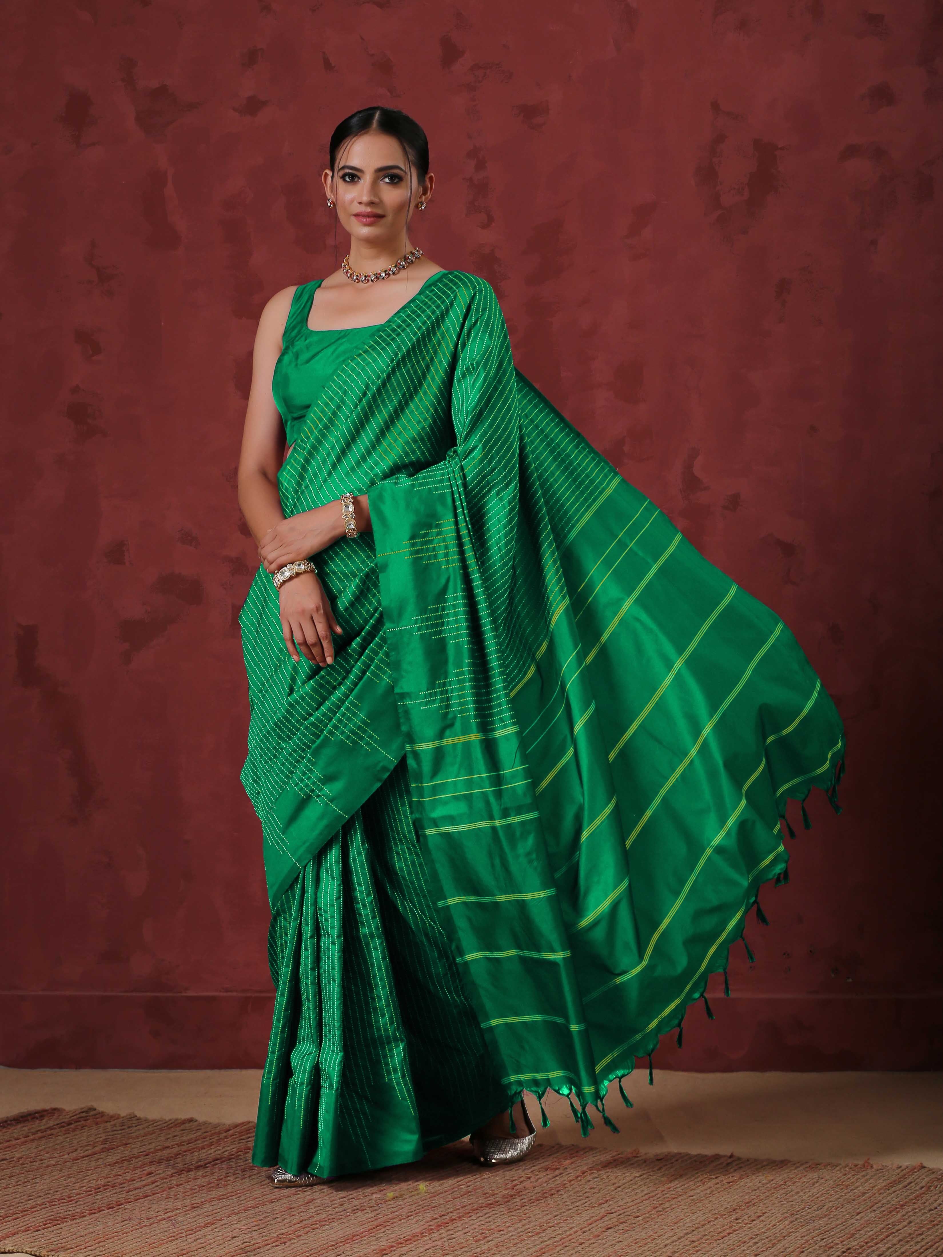 Silk Temple Green Saree