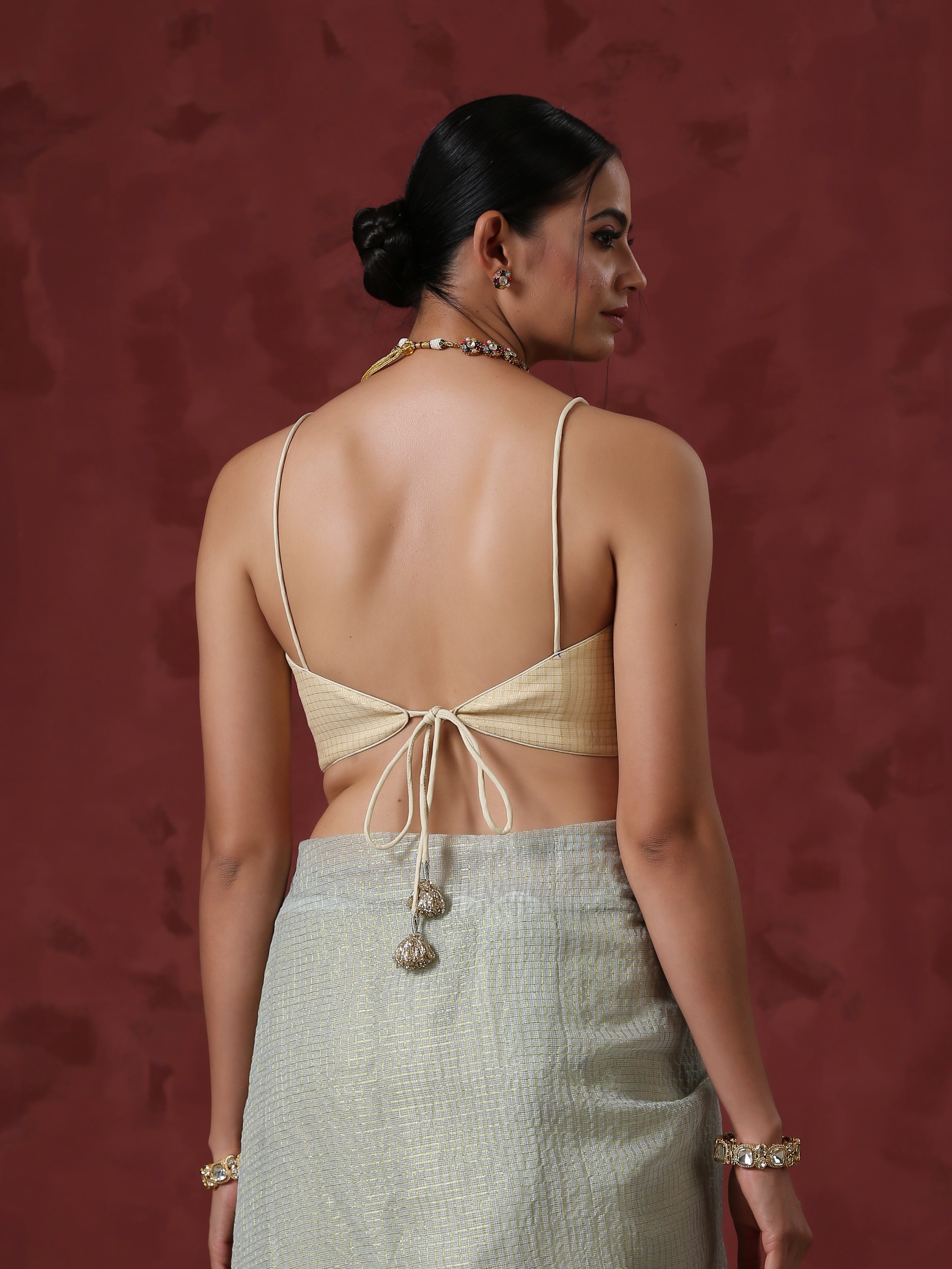 Blouse - Cream Kota Bustier with Pendants