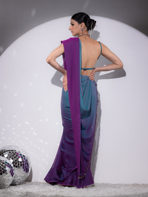 Rarity Ombre Butter Chiffon Saree with Lace & Blouse fabric