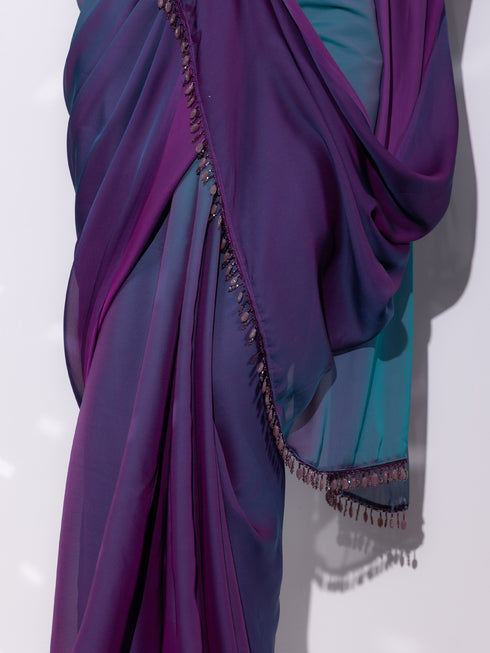 Rarity Ombre Butter Chiffon Saree with Lace & Blouse fabric