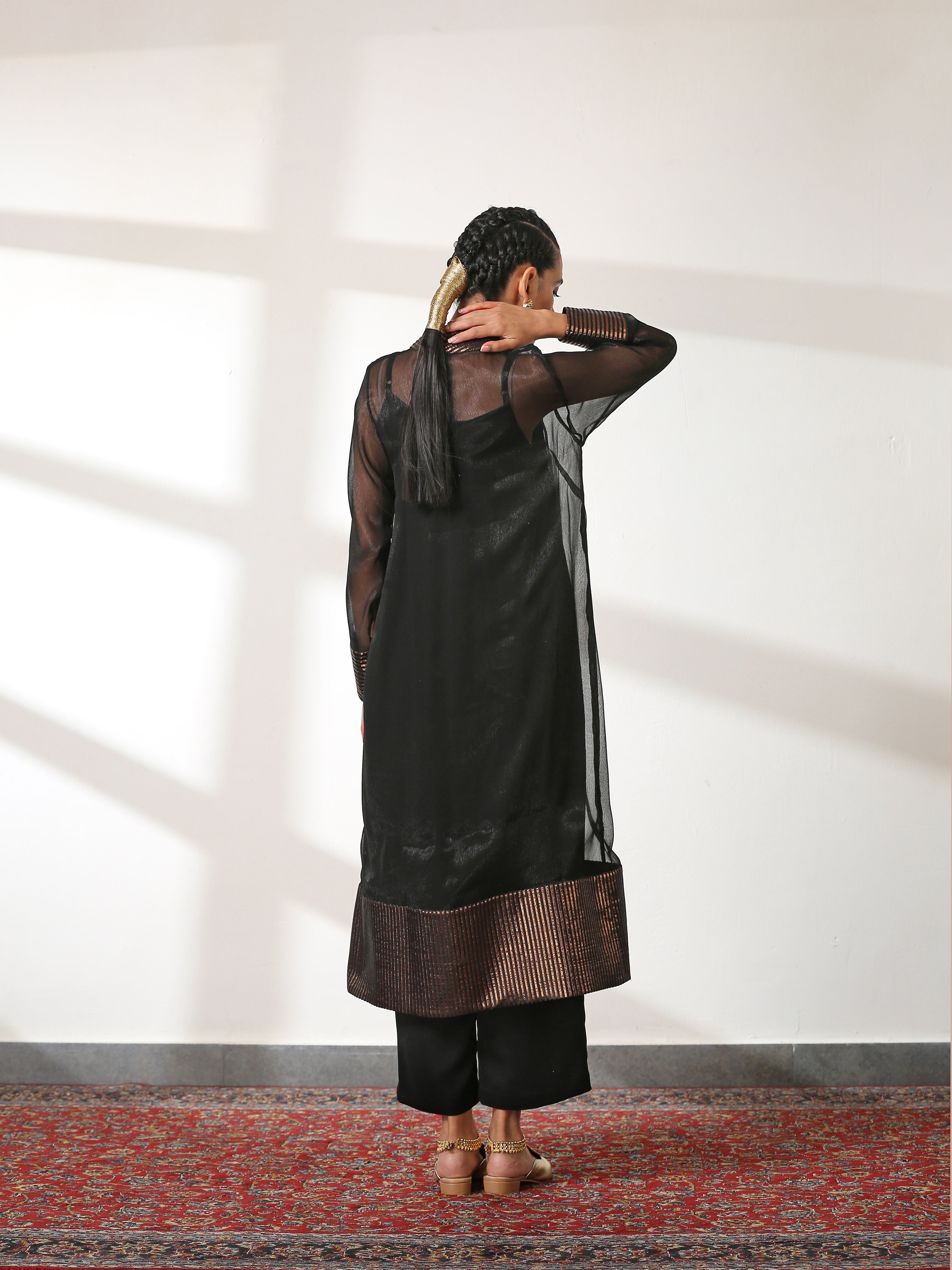 Women's Rule the World Co-Ordinate Top with Pants and Jacket 3 Piece Set | Straight Fit, Round Neck, Sleeveless, Pants, Festive Wear, (Satin)