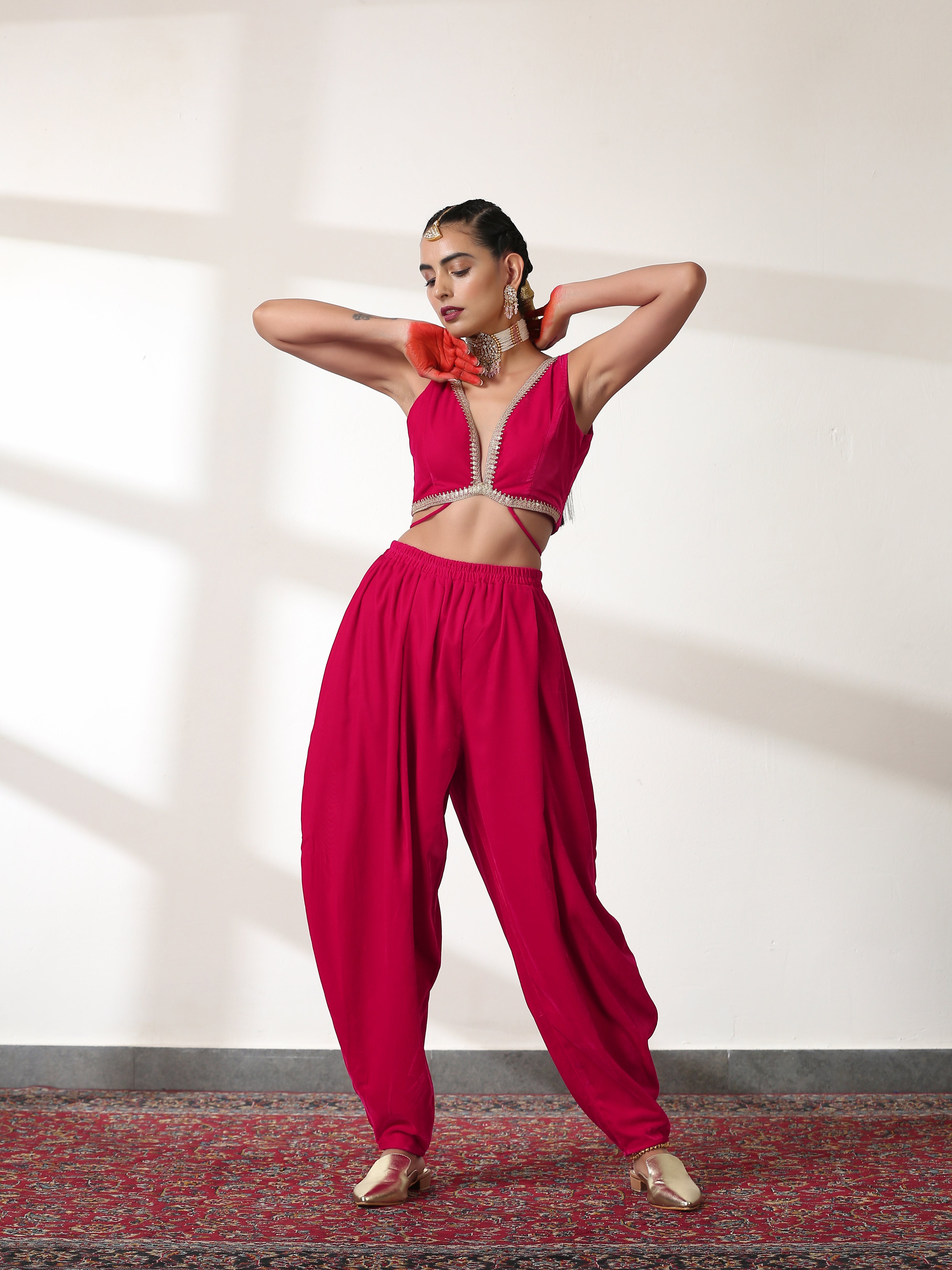 Pant - Pink Velvet Harem pant
