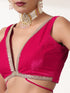 Blouse - Pink Velvet Sleeveless with Lace