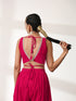 Blouse - Pink Velvet Sleeveless with Lace