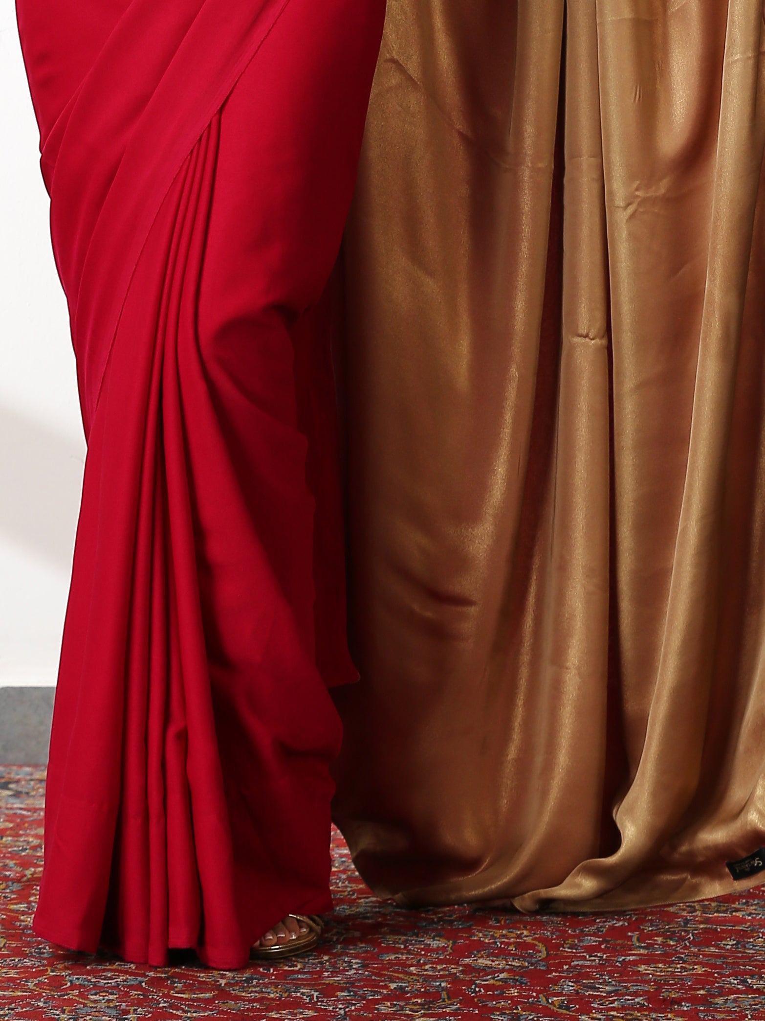 Irresistible red and gold surprise saree — view 4