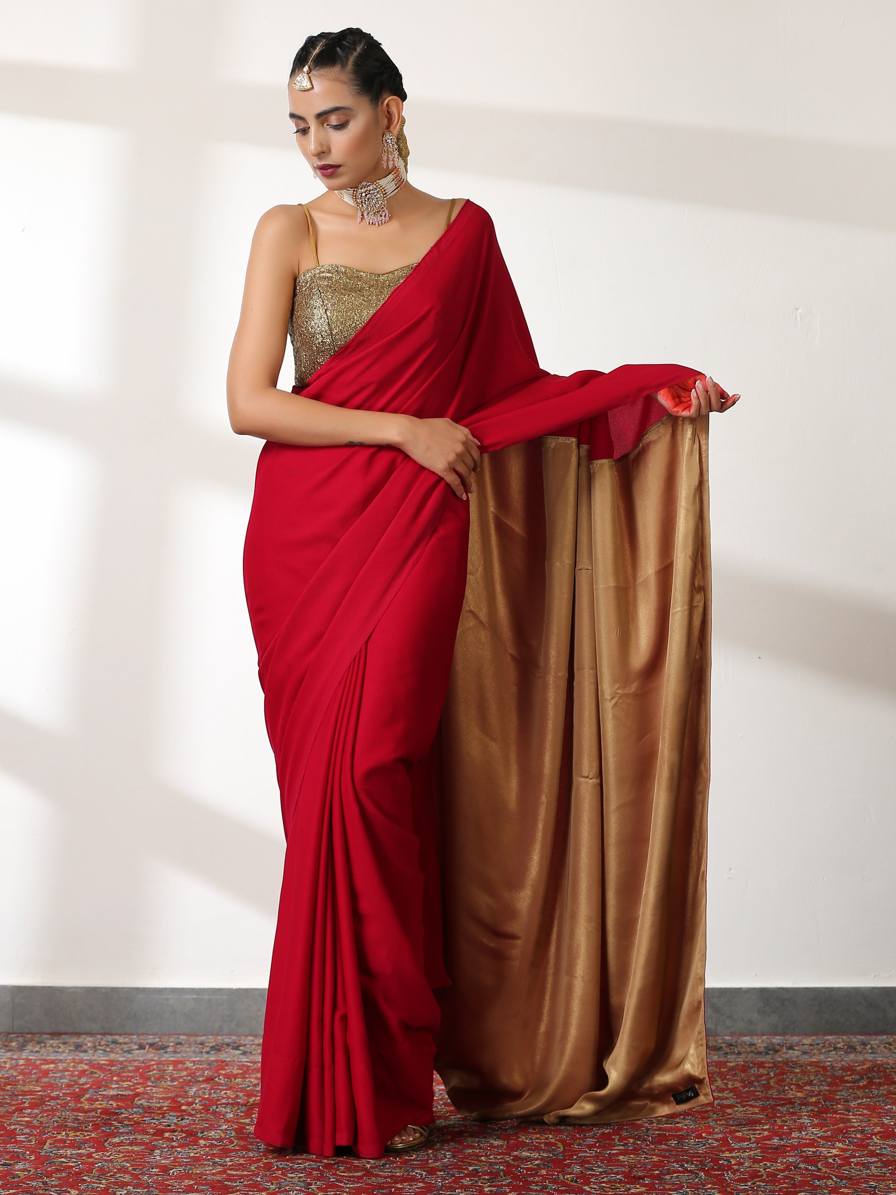 Irresistible red and gold surprise saree