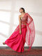 SET | Paradise Pink Impression Saree With Gold Sequin Bustier - 2 Piece