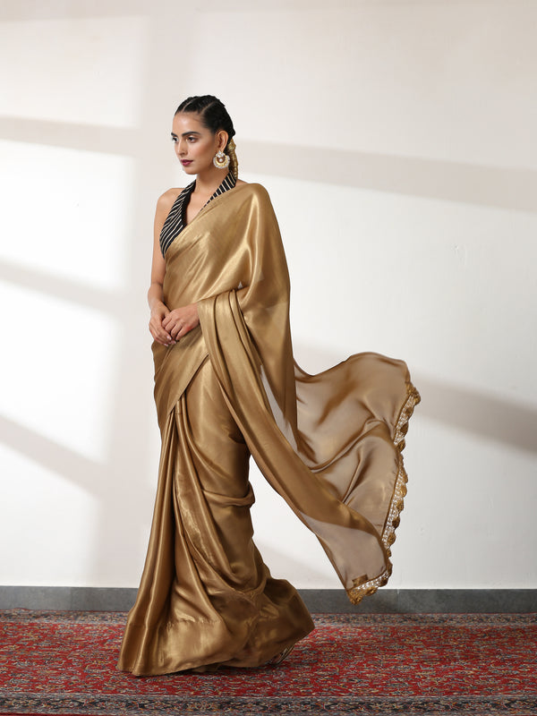 Good As Gold Saree with Handmade Gold Lace