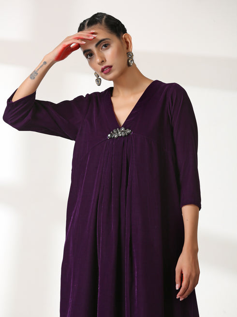 SET - Plush Velvet Top & Bottom with Glass Brooch