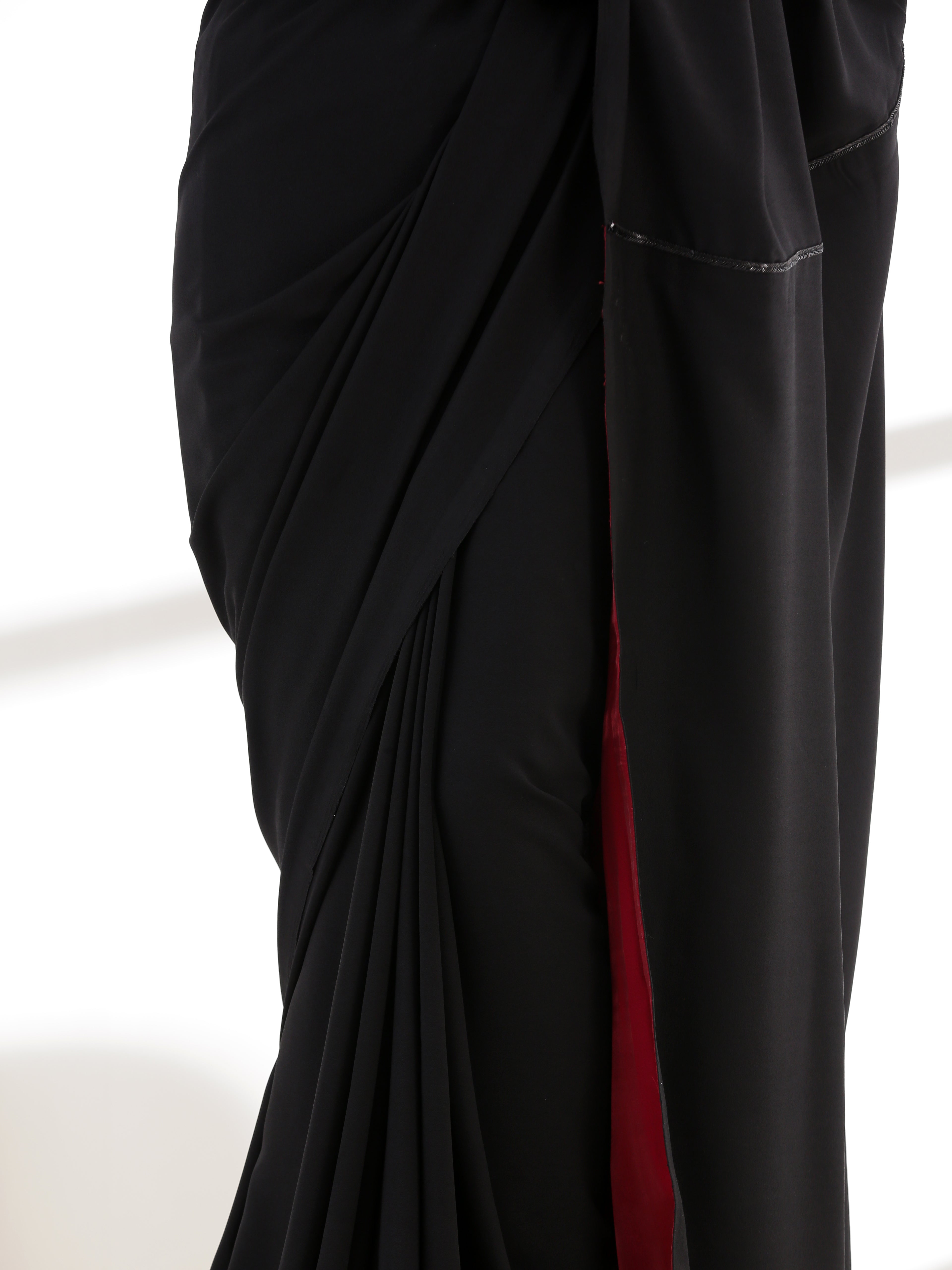 Red Black Surprise Saree