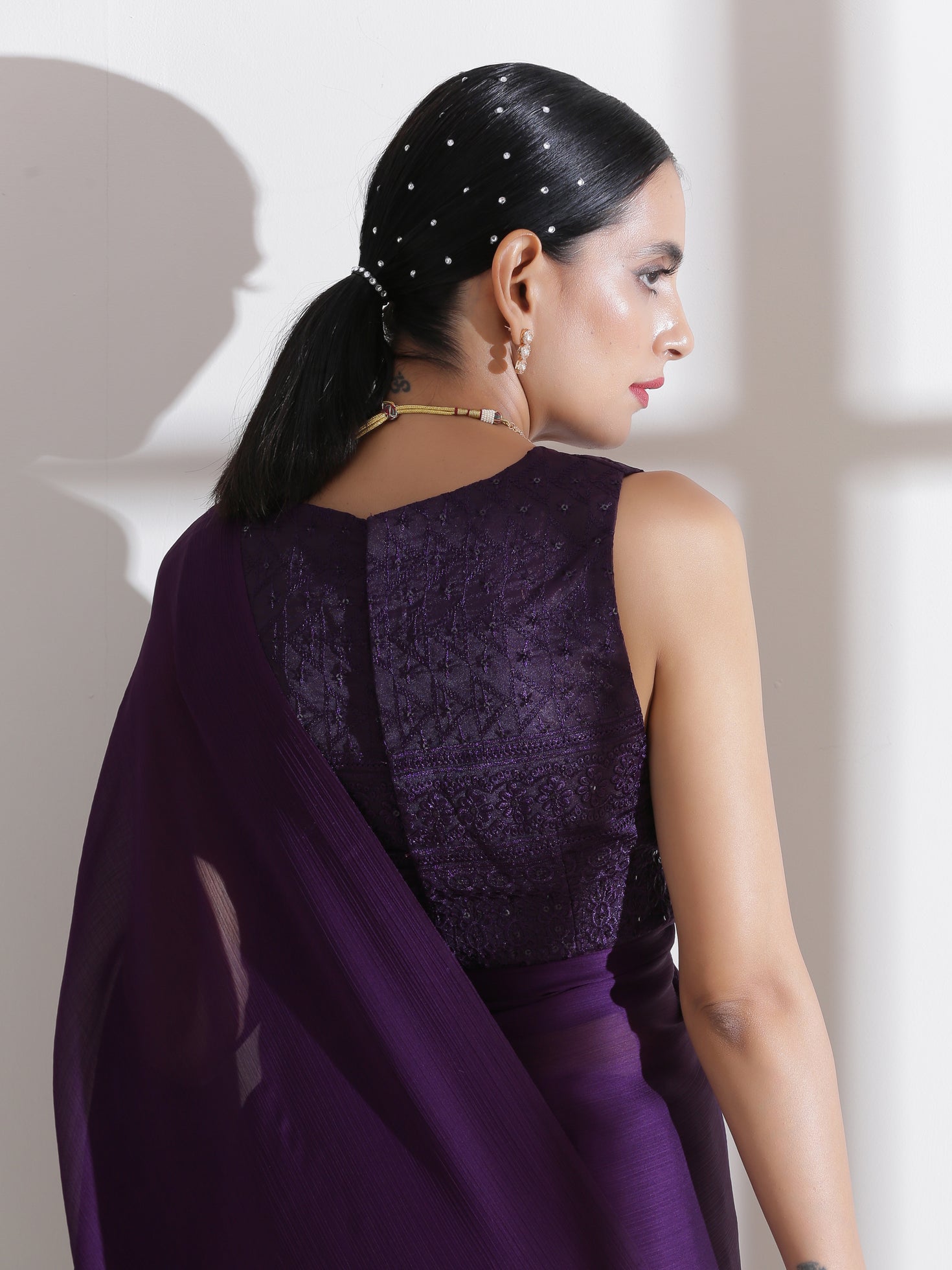 Purple Royal Drift Handloom Saree main image 0