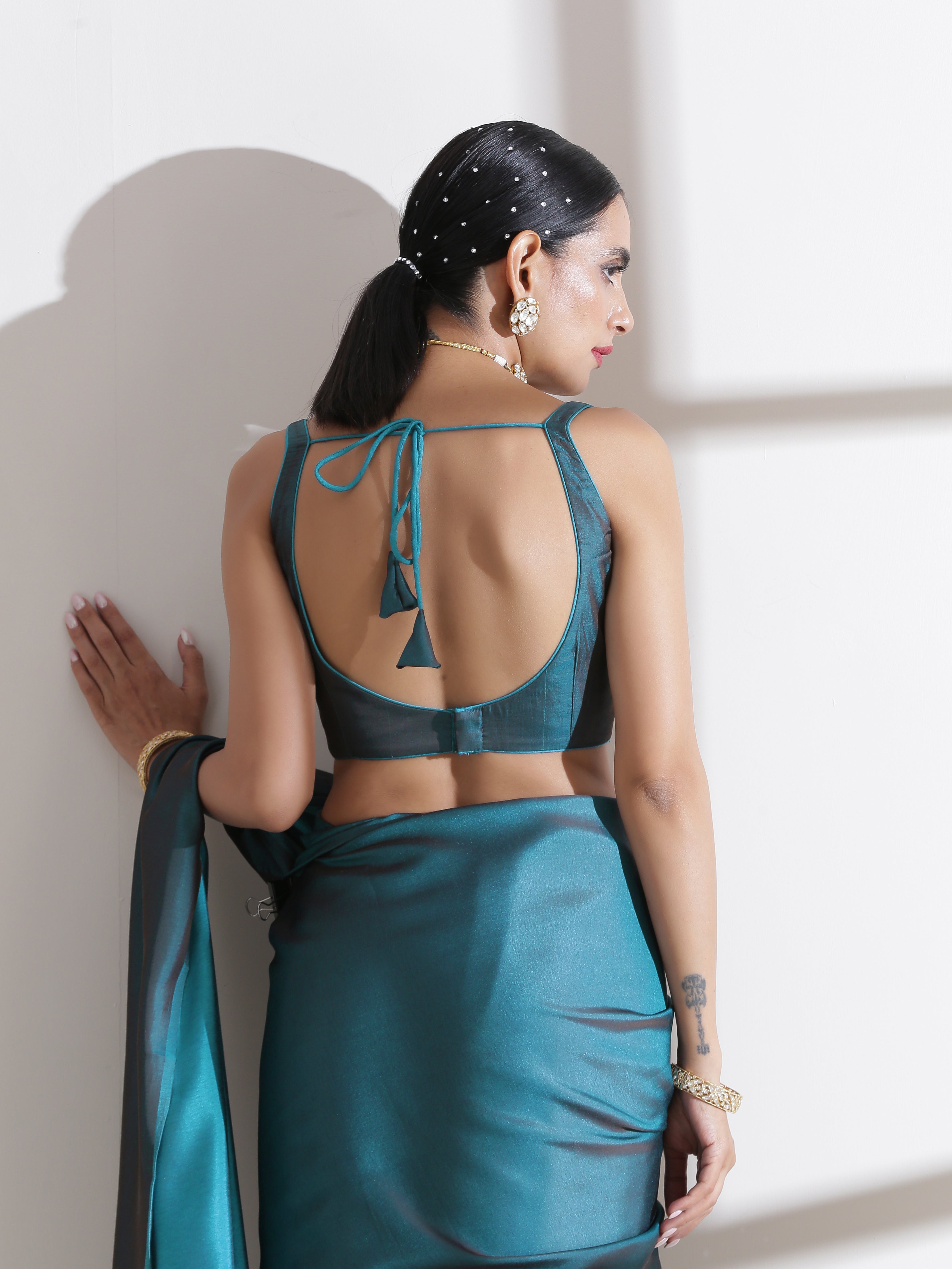 Blouse - Grandeur Square Neck Satin Blouse